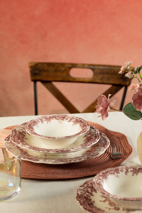 Hermia Antigue Fulya 24 Ytkm Juego de Cena de Porcelana 24 Piezas